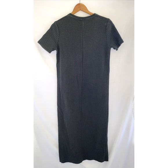 ZARA Gray Waffle Knit Bodycon Dress Midi/Maxi Size S - Picture 2 of 3